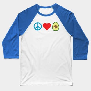 Peace, Love, Avocado Baseball T-Shirt